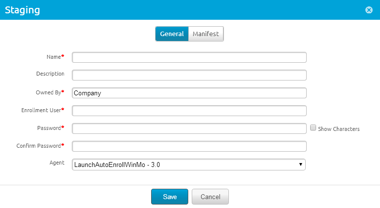 Image of the Settings on the General tab when staging Android (Legacy) devices.