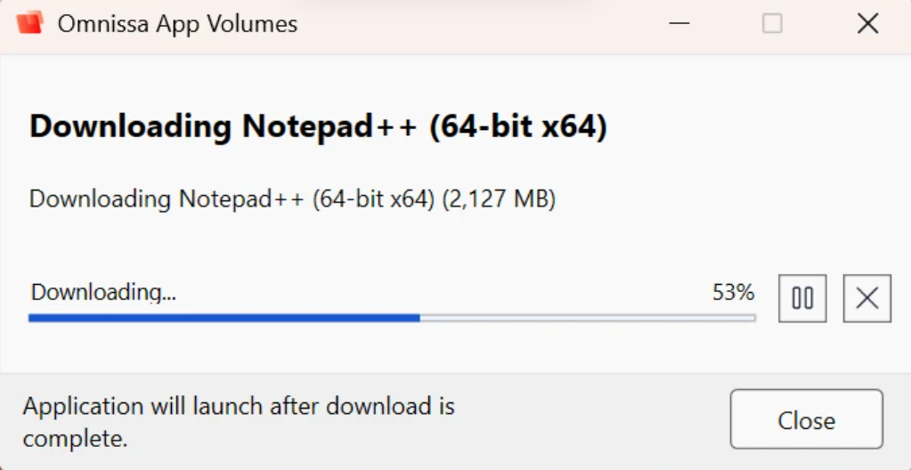Notification displayed when package download is in progress. Notification displayed when package download is in progress.