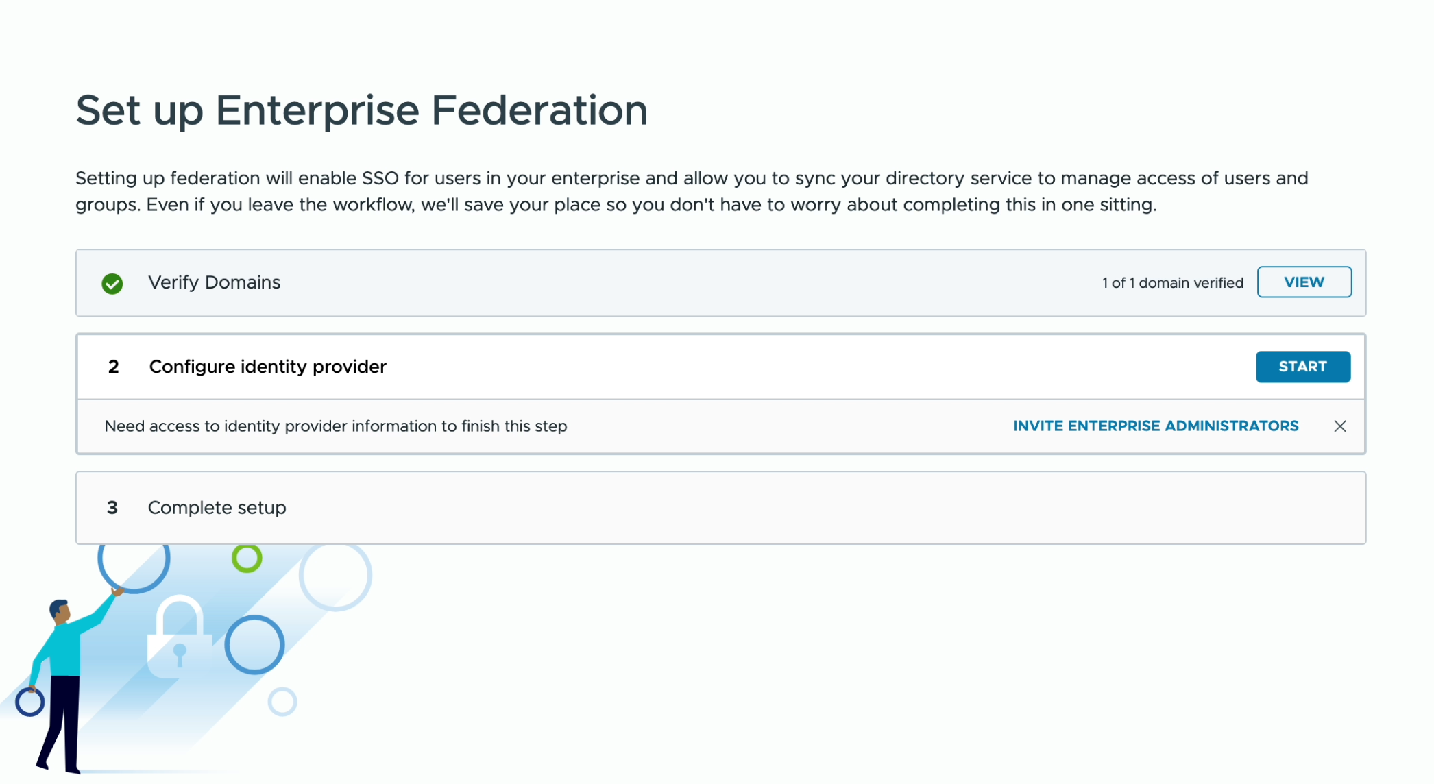 A screenshot of the next available step in federation setup after you verify domains.