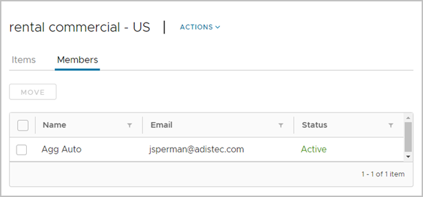 Viewing the Members tab of the Work Groups menu.
