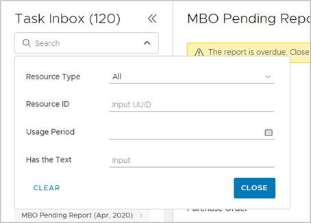 Using the advanced search functionality in the Task Inbox menu.
