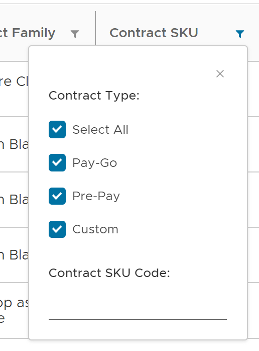 Filtering contracts in the Contracts menu. Filtering contracts in the Contracts menu.
