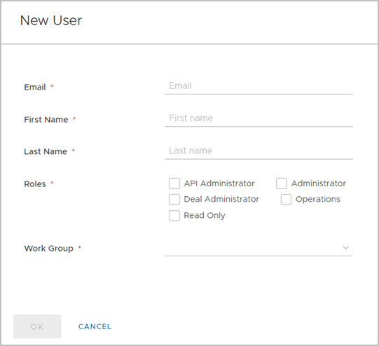 Adding a new user from the Users menu as an Aggregator.