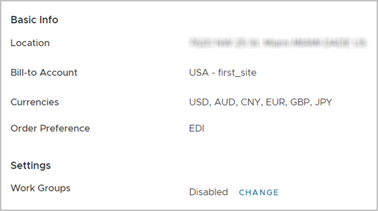 Viewing the Aggregator Organization settings.