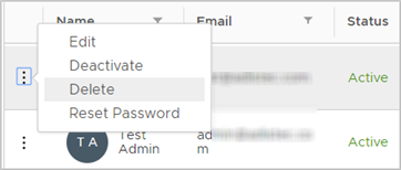 Deleting a user from the Users menu. Deleting a user from the Users menu.