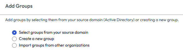 Select a way to add grouped admins to your organization.