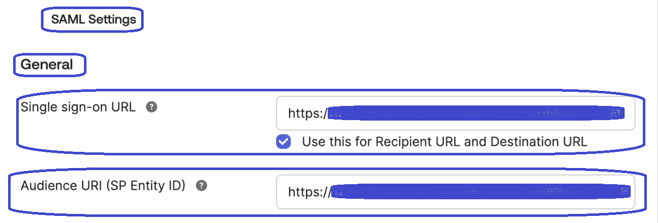 An image of Okta where you paste the copied URLs.