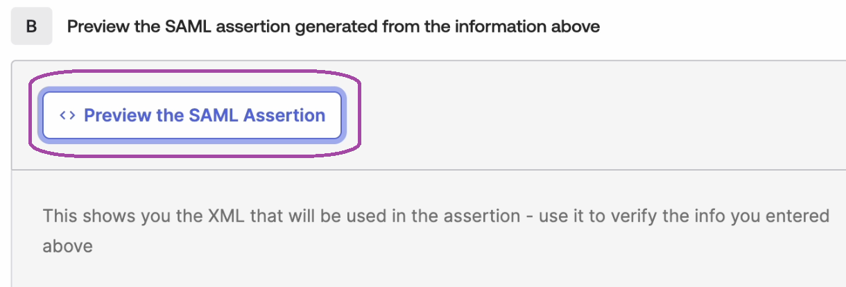 An image of the Preview the SAML Assertion menu in Okta.