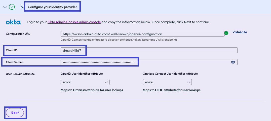 An image of the Configure your identity provider where you need to paste the client ID and client secret.