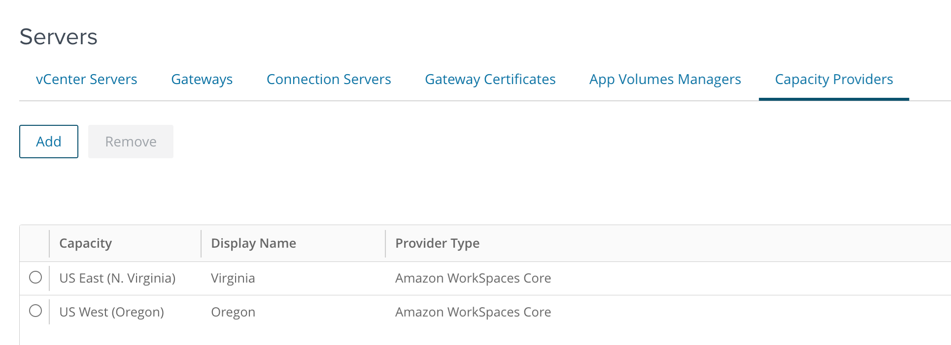 Provider displayed on the Capacity Providers UI