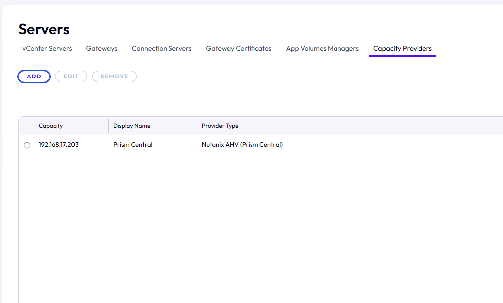 Servers Capacity Providers.