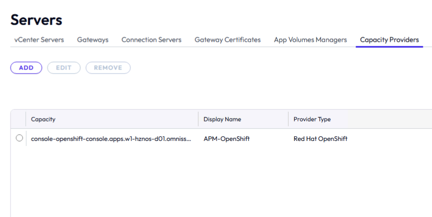 Add Server Capacity Providers.