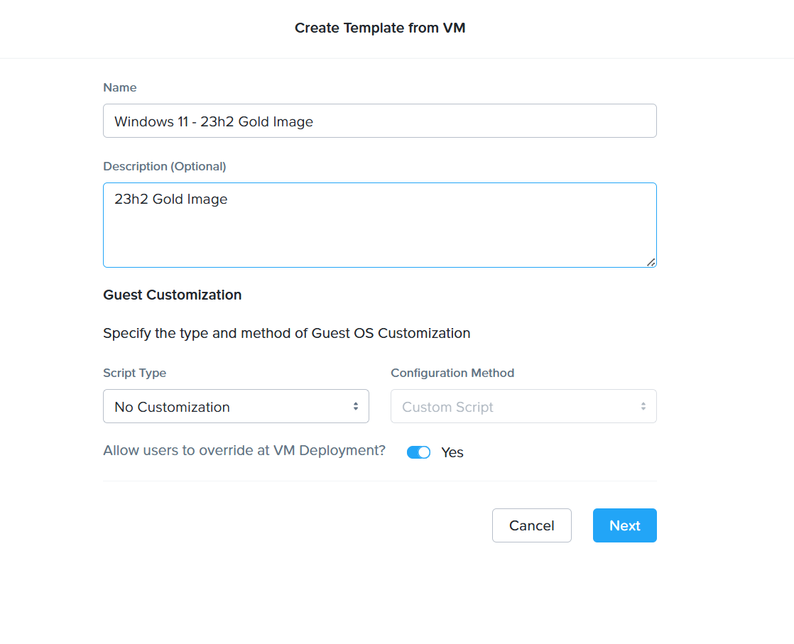 Create Template From VM.