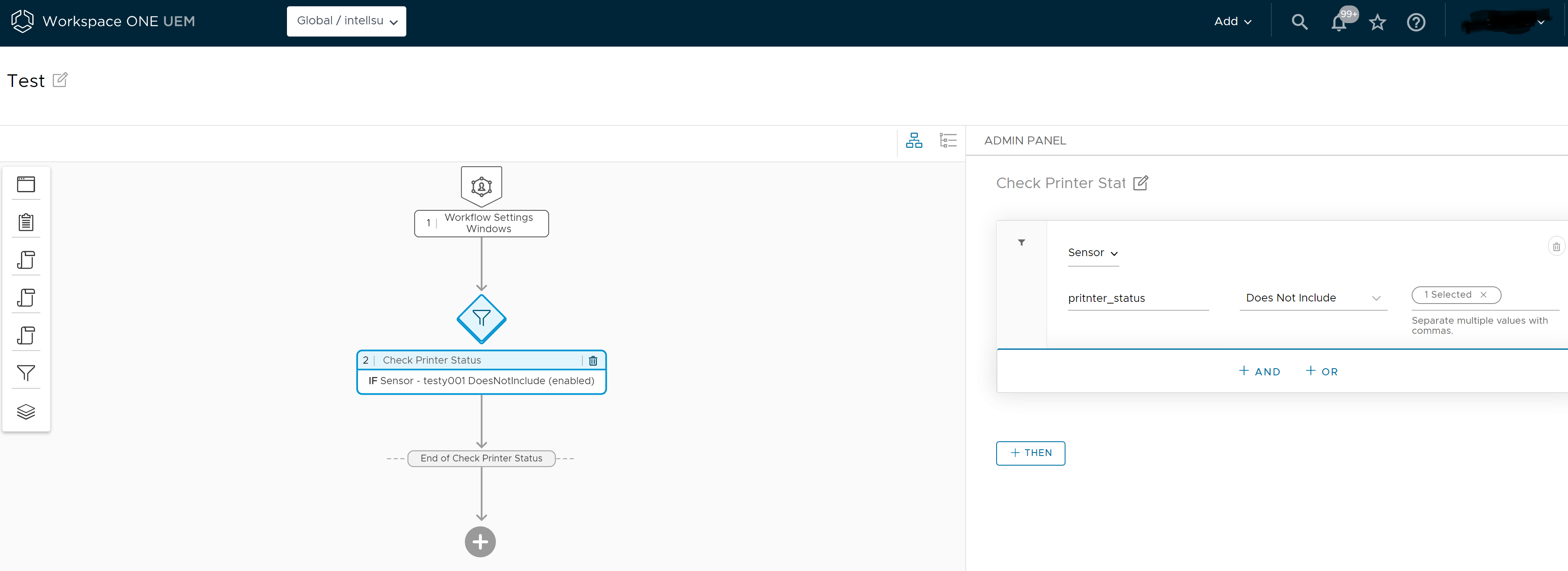 Printer status condtition screen