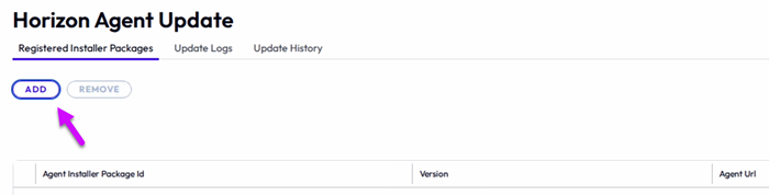 Horizon Agents page has the registered agent installer builds