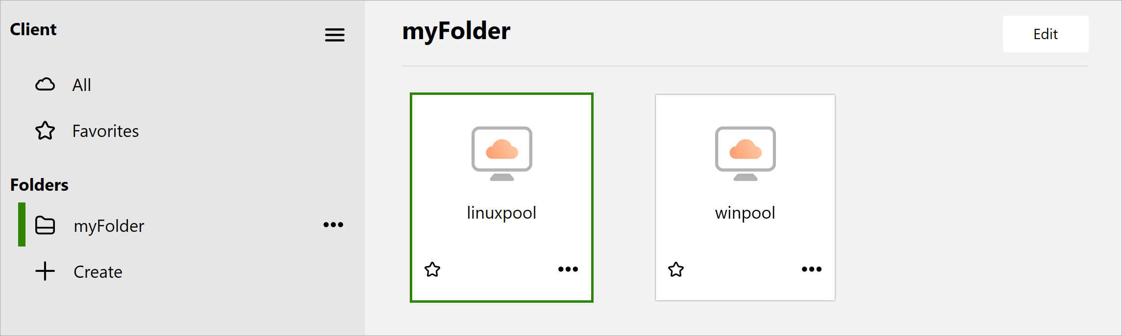To open a folder, click its icon under the Folders list.