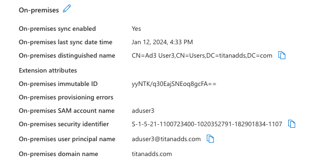 screen shot of sample Entra ID attrbute display