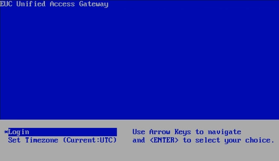 Console Screen Showing EUC Unified Access Gateway Console Screen Showing EUC Unified Access Gateway