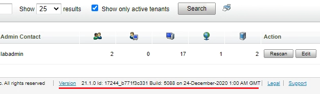 Version Link at the Bottom of Service Center Interface Version Link at the Bottom of Service Center Interface