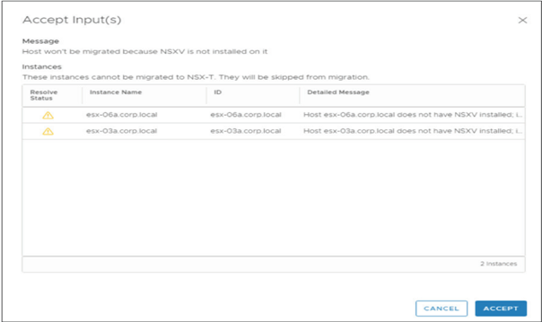 Clicking on an informational issue displays a message that prompts you to accept inputs.