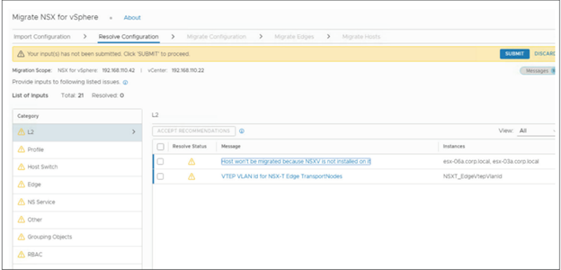Use the Submit button to mark an entire category of issues as resolved.