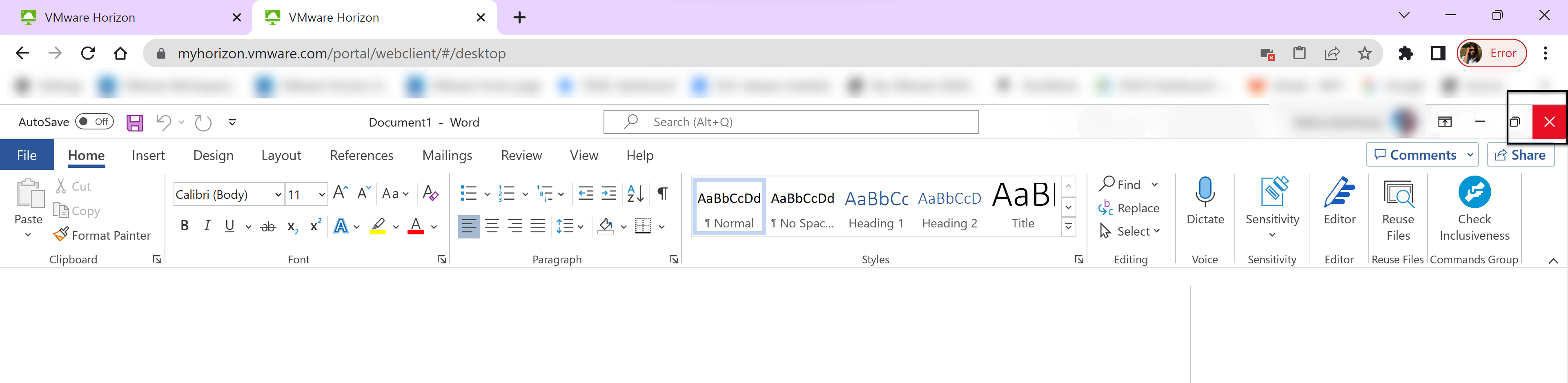 Close the published application from within the published application window