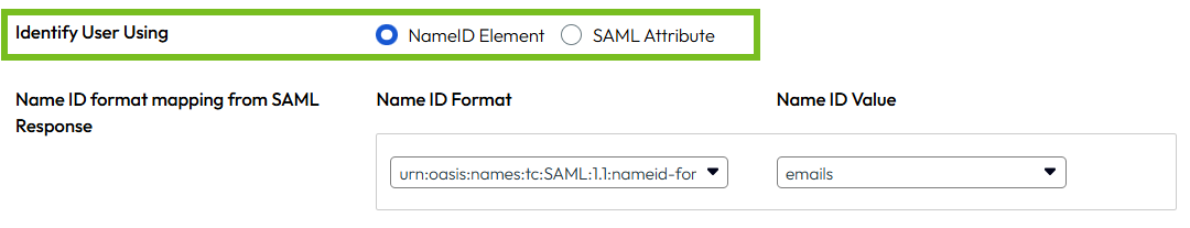 "Select NameID Element"