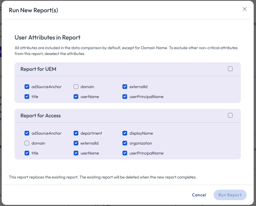 "Run Report"