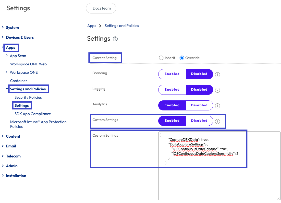 Activate custom settings and enter the KVPs in the Default SDK profile.