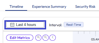 Use the 4 hour time interval to see real time data for issues in device timeline. Use the 4 hour time interval to see real time data for issues in device timeline.