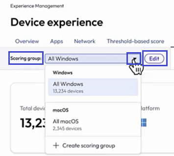 Use the drop down to select the device group to analyze.