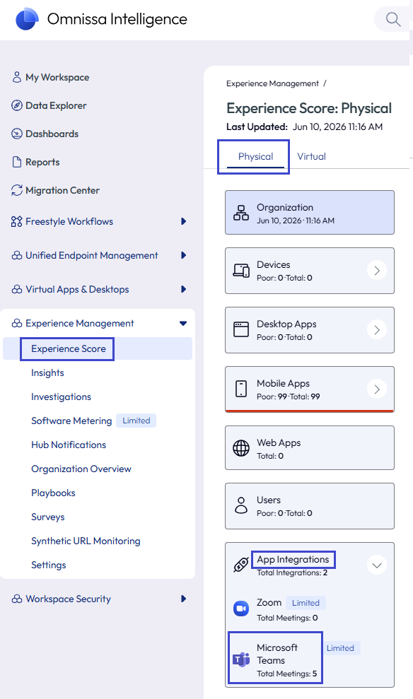 Find your QoS data in the Experience Management area of the Intelligence console. Find your QoS data in the Experience Management area of the Intelligence console.