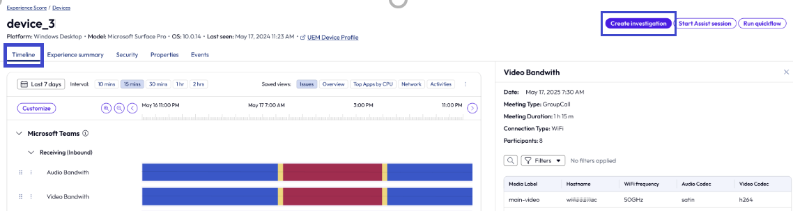 Quickly investigate packet loss issues right from the device timeline. Quickly investigate packet loss issues right from the device timeline.