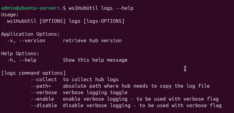 Logs command options