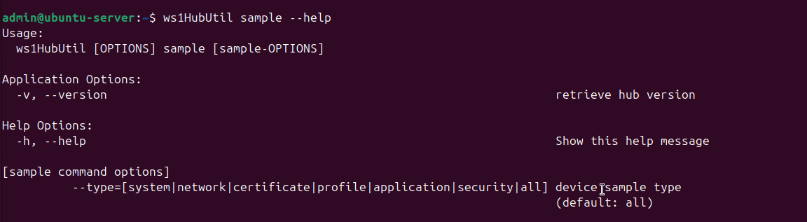 Sample command options