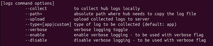 Logs command options