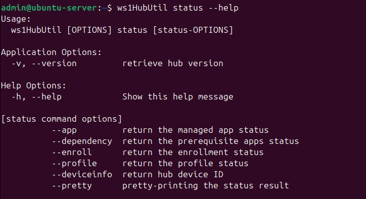 Status command options