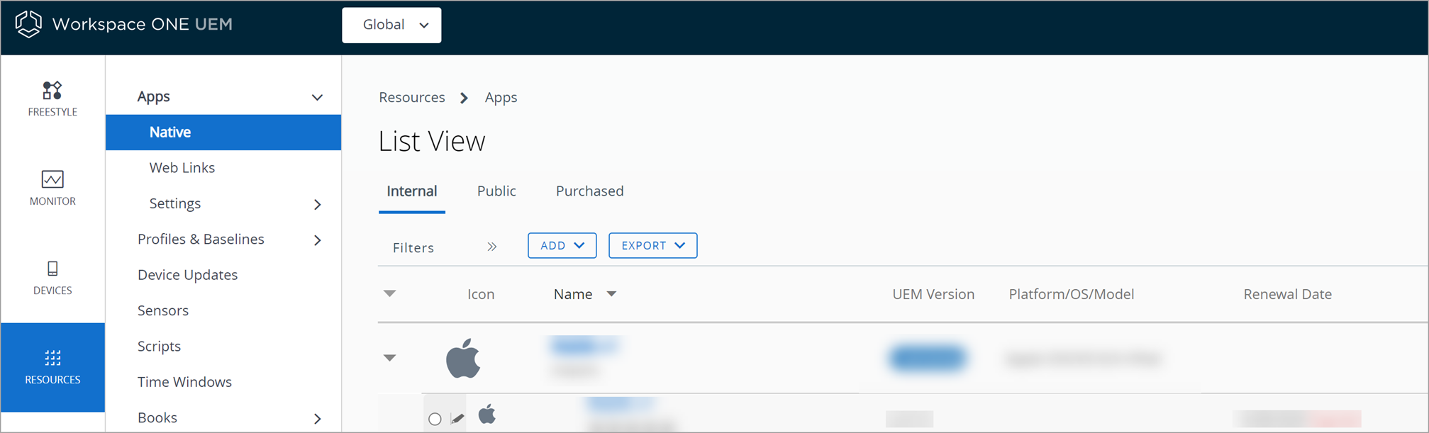 Add Internal App