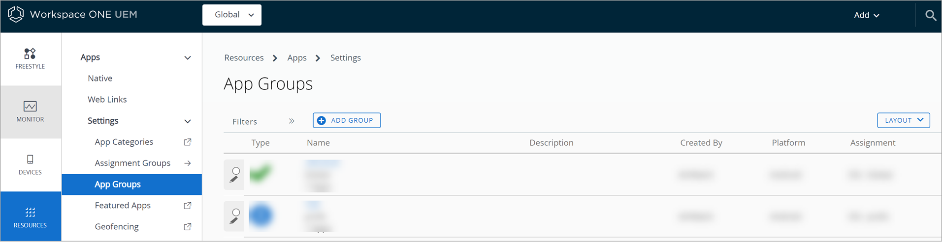 App groups App groups