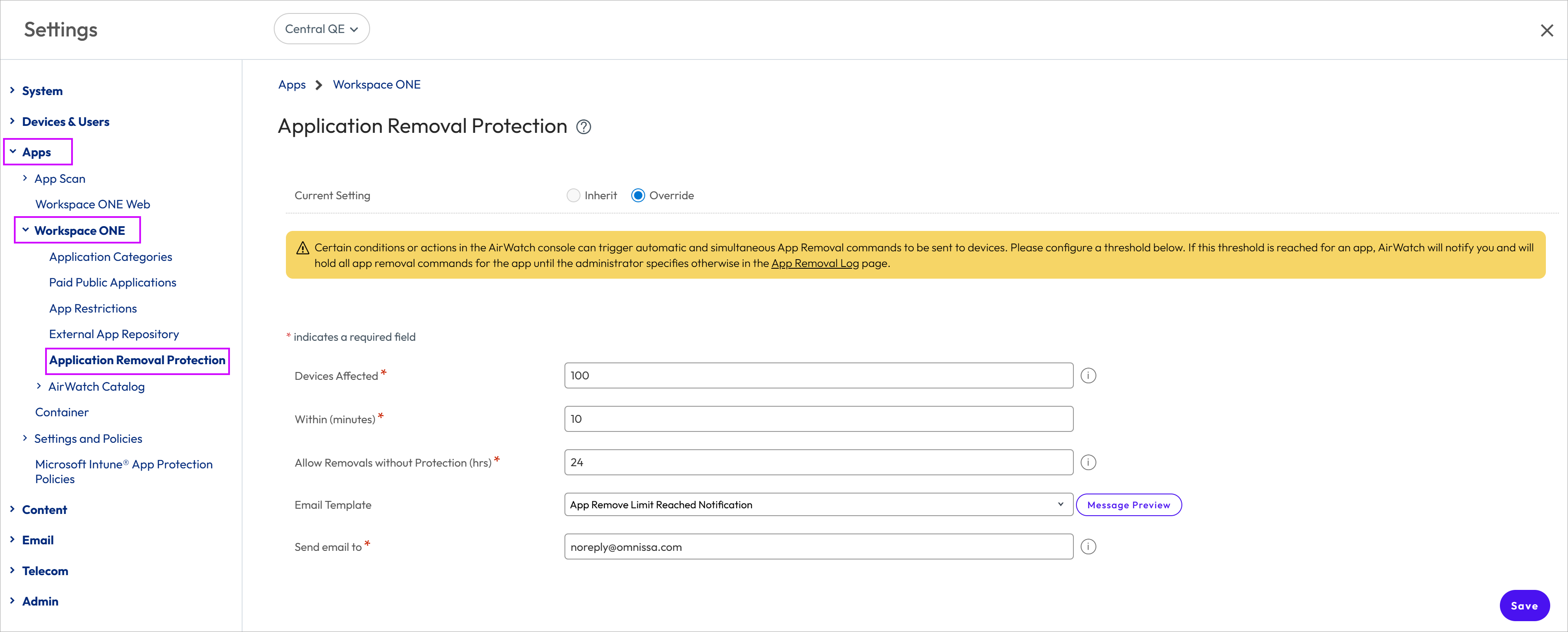 App Removal Protection