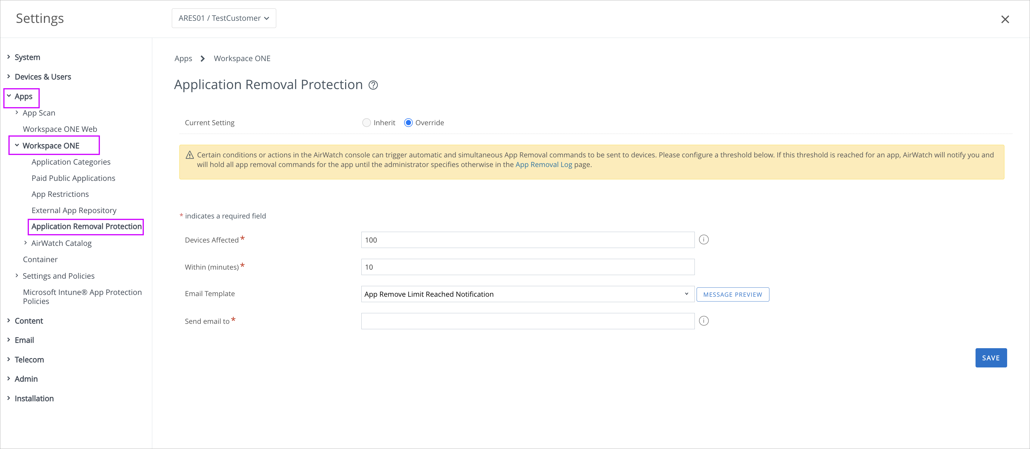 App Removal Protection