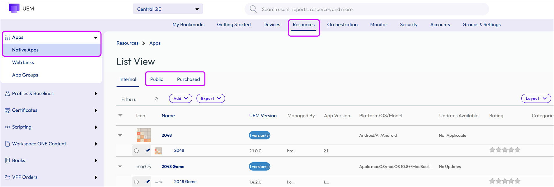 Add Purchased app