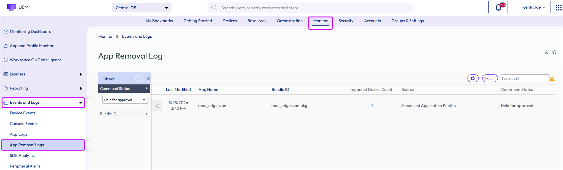 App Removal Log