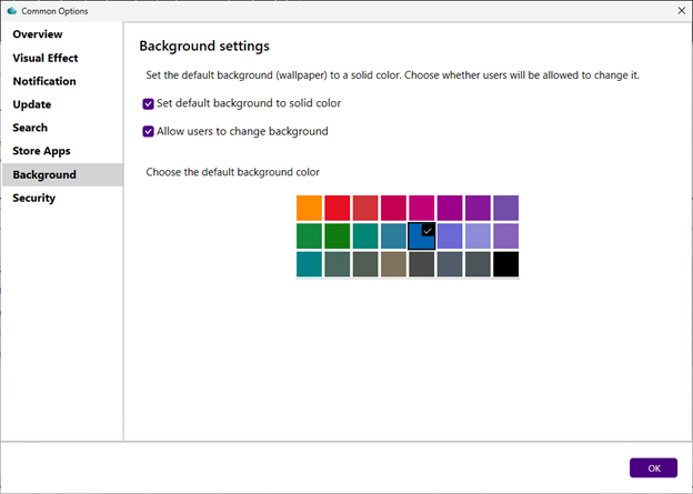 Common Options tab - Background