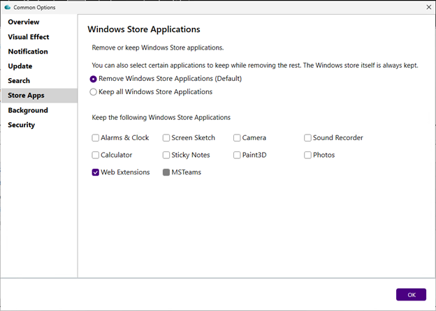 Common Options tab - Store Apps Common Options tab - Store Apps