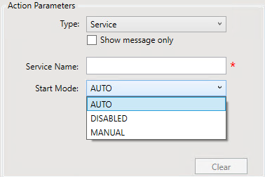 Action parameters for a service step Action parameters for a service step