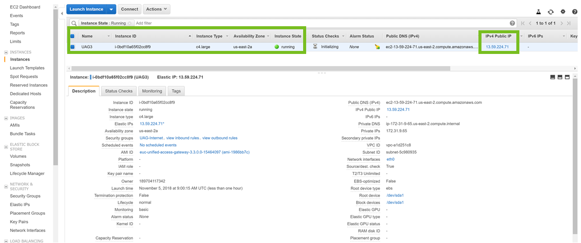 Description tab in the Instances settings shows the configuration of UAG instance. Description tab in the Instances settings shows the configuration of UAG instance.