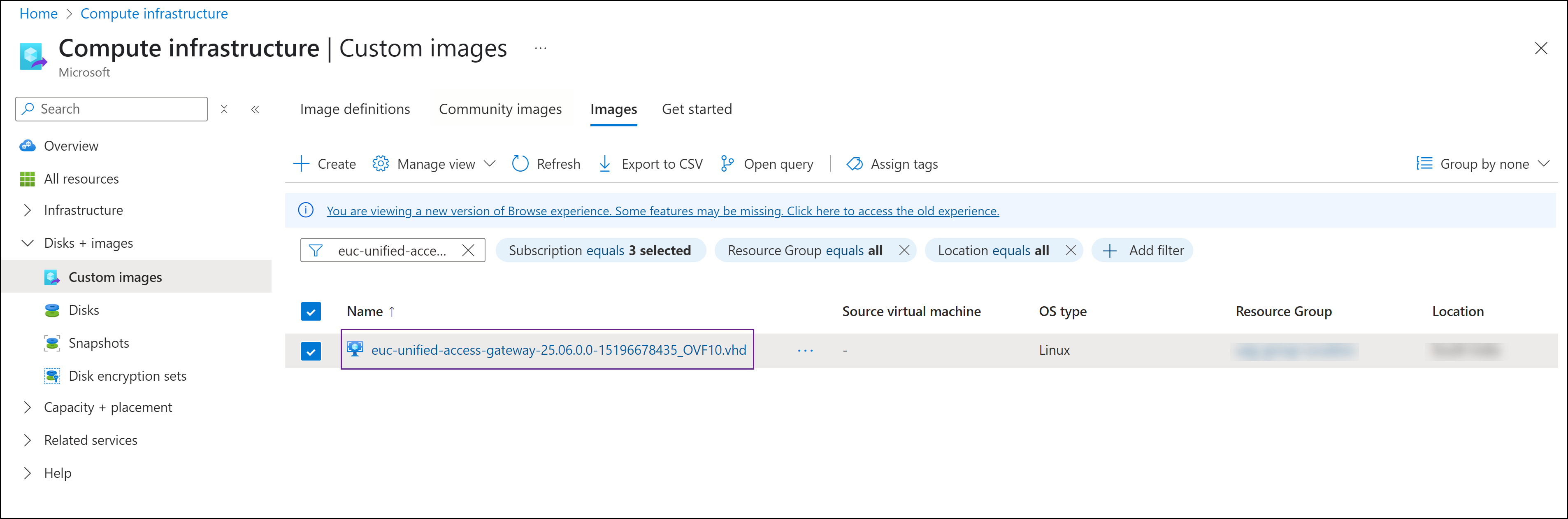 Azure custom images