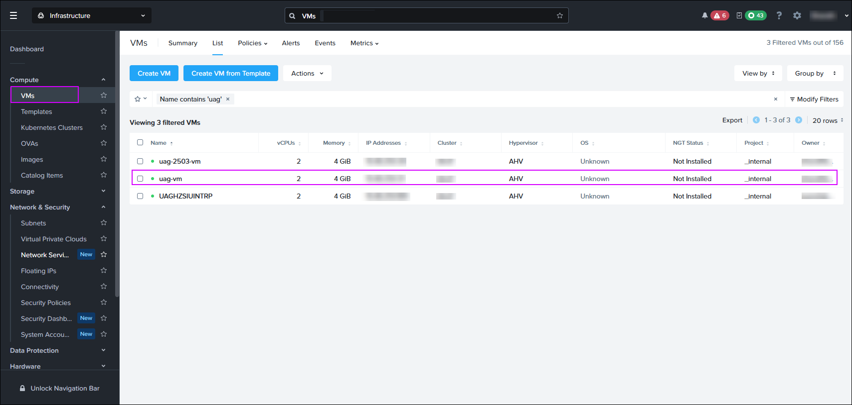 Virtual machine created on Nutanix AHV