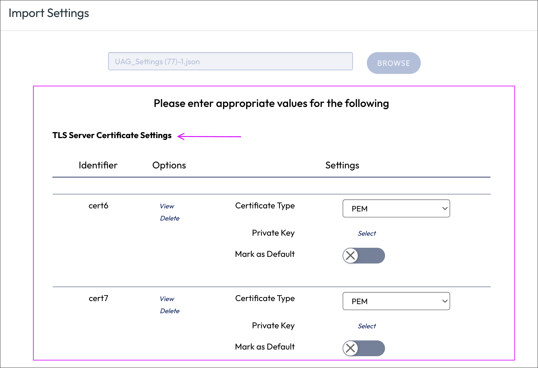 View cert chain in UAG